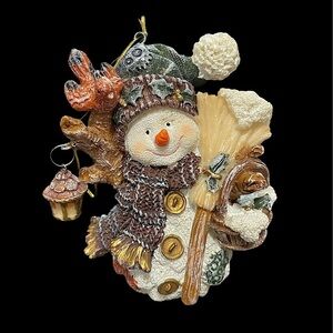 Vintage Santa’s Collection frosted Snowman Ornament